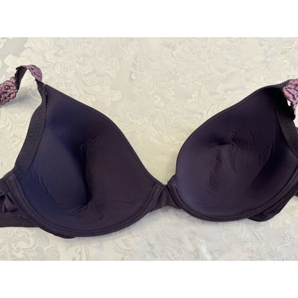 NATORI Size 38D Body Double With Lace Full Fit Bra Purple Underwire Cups 136001 - Picture 4 of 10